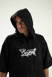 A.H.B. EMBROIDERY BLK "BOYCOTT TAG" PONCHO