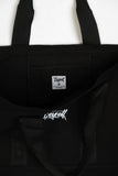 A.H.B. BLACK CANVAS "BOYCOTT TAG" EXTRA LARGE TOTE BAG