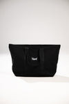 A.H.B. BLACK CANVAS "BOYCOTT TAG" EXTRA LARGE TOTE BAG