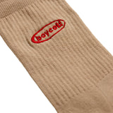 A.H.B. LIGHT BROWN EMBROIEDERED "OVAL LOGO" SOCKS
