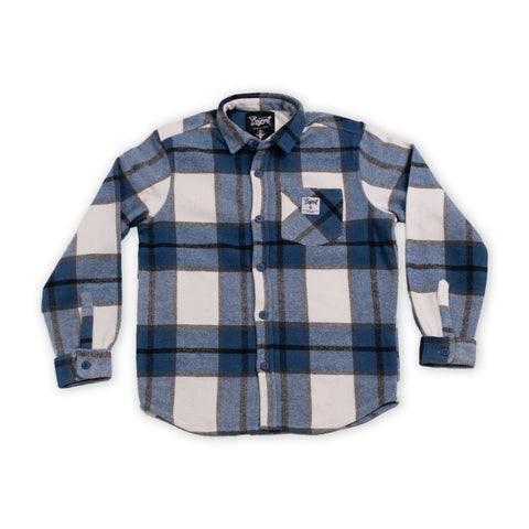 A.H.B. BLUE/GREY "LOGO PATCH" FLANNEL SHERPA