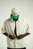 A.H.B. EMBROIDERY OFFWHITE/GREEN "LATE NIGHT DAYS" SNAPBACK