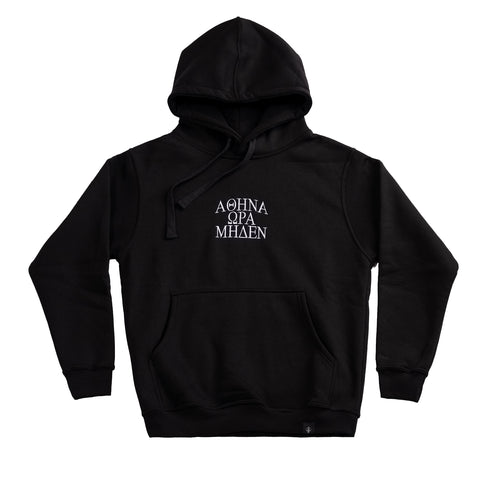 A.H.B. BLK EMBROIDERED "ΑΘΗΝΑ ΩΡΑ ΜΗΔΕΝ" HOODIE COD:001-601-003