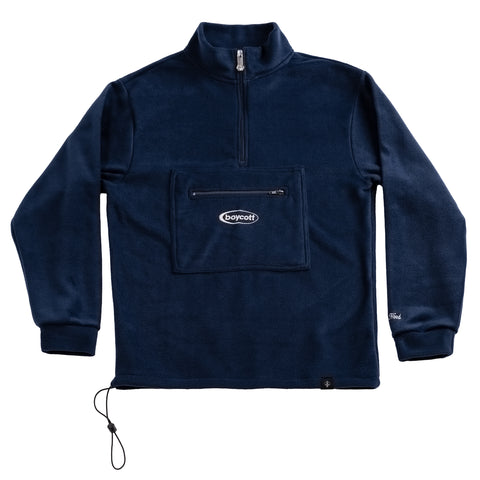 A.H.B. NAVY BLUE EMBROIDERED "OVAL BOYCOTT" FLEECE COD:008-610-006