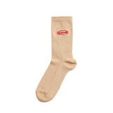 A.H.B. LIGHT BROWN EMBROIEDERED "OVAL LOGO" SOCKS
