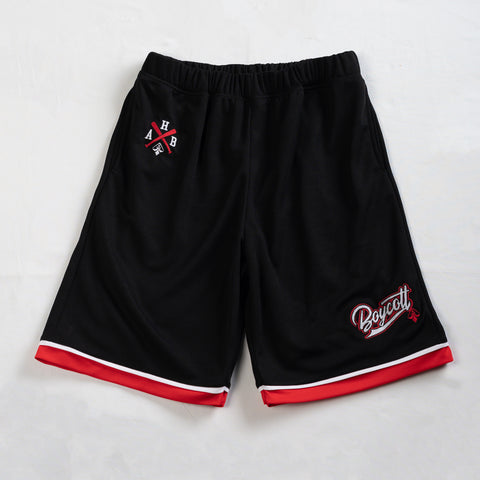 A.H.B. BLK/RED  EMBROIEDED "BASEBALL TEAM ROTTS" JERSEY SHORTS COD : 070-341-011