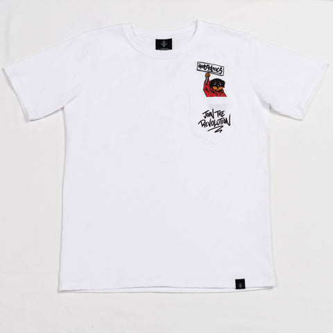 A.H.B. WHITE POCKET "JOIN THE REVOLUTION" T-SHIRT COD:003-418-001