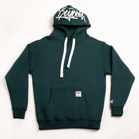 A.H.B. CYPRESS GREEN "BOYCOTT TAG IN THE HOOD" EMBROIEDED HOODIE COD:001-371-005