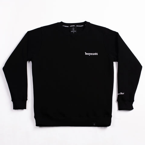 A.H.B. BLACK "BOYCOTT TYPELETTER" EMBROIEDERED CREWNECK COD:002-383-003