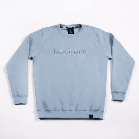 A.H.B. DUSTY BLUE "BOYCOTT" EMBROIDERED CREWNECK COD:002-378-035