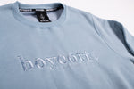 A.H.B. DUSTY BLUE "BOYCOTT" EMBROIDERED CREWNECK COD:002-378-035