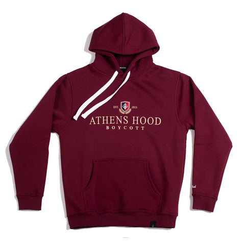 A.H.B. BORDEAUX EMBROIDERED "ATHENS STREET COLLEGE EMBLEM" HOODIE COD:001-288-004