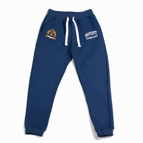A.H.B. NAVY BLUE EMBROIDERED "ATHENS STREET COLLEGE" PANTS COD:080-290-006