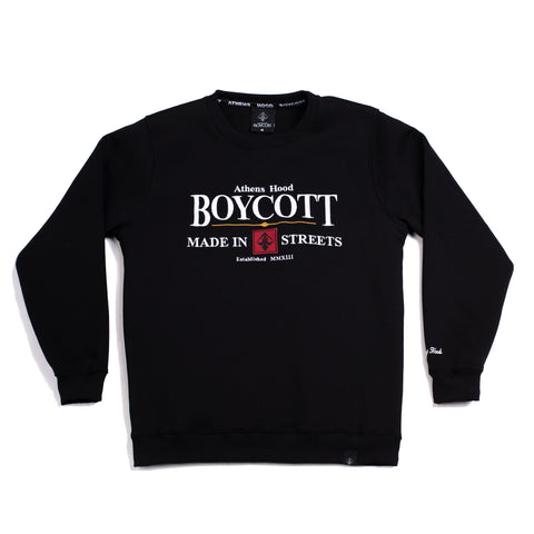 A.H.B. BLACK EMBROIDERED "MADE IN STREETS" CREWNECK COD:002-276-003