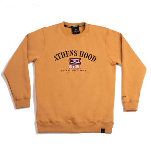 A.H.B. MUSTARD EMBROIDERED "ATHENS HOOD WORLDWIDE" CREWNECK COD:002-282-0028