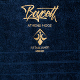 A.H.B. NAVY BLUE EMBROIDERED "BOYCOTT TAG" BEACH TOWEL