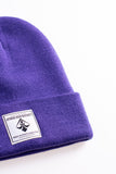 A.H.B. PURPLE “BOYCOTT” BEANIE (WHITE LOGO)