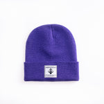 A.H.B. PURPLE “BOYCOTT” BEANIE (WHITE LOGO)